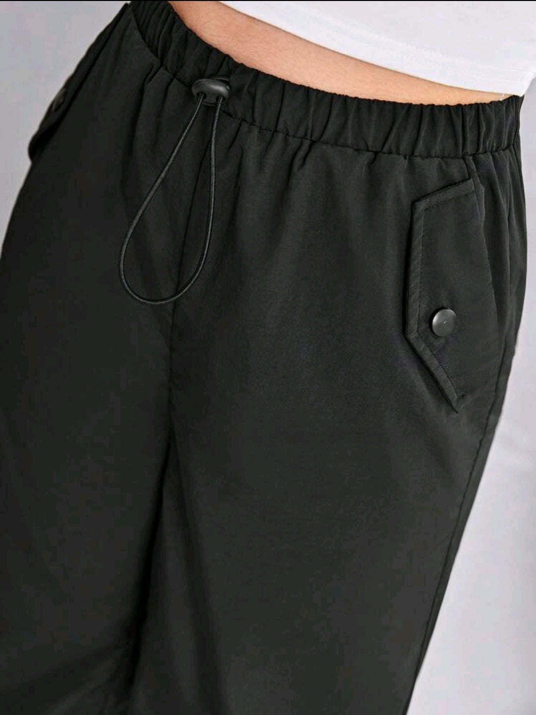 Teen Girls Drawstring Waist Slant Pocket Pants