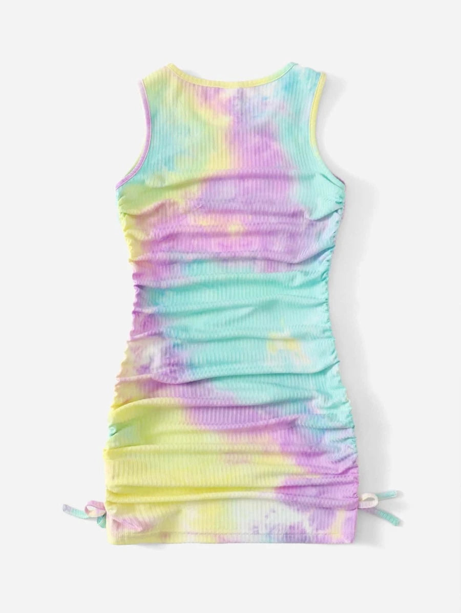 Girls Tie Dye Rib Knit Dress