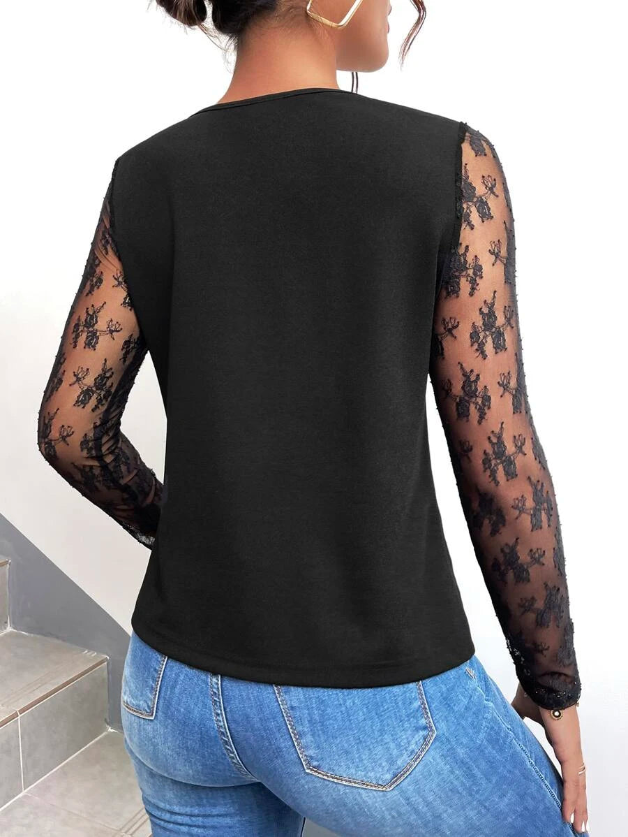 Contrast Lace Slim Fit Top