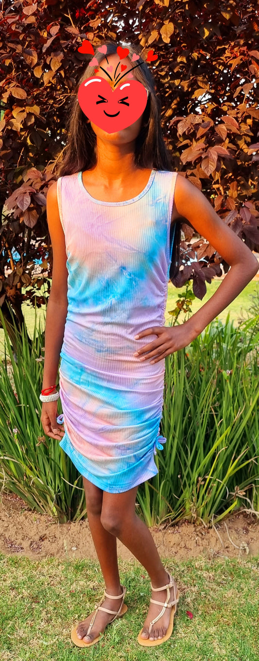 Girls Tie Dye Rib Knit Dress