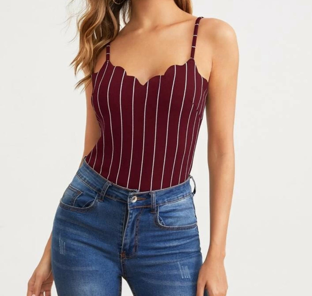 Striped Scalloped Cami Top