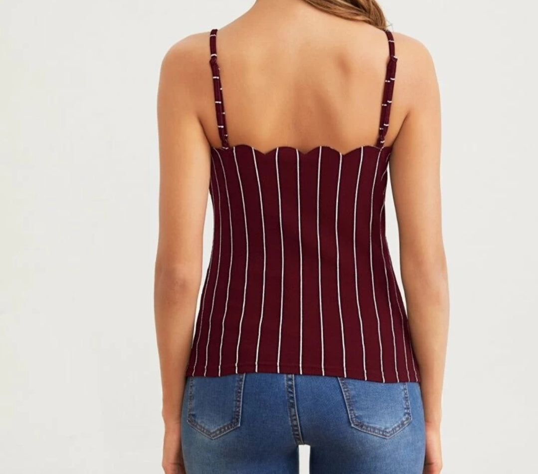 Striped Scalloped Cami Top